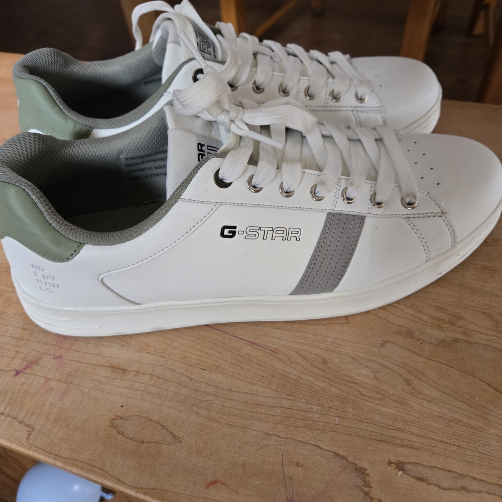 G-Star Men's White and Green Sneakers